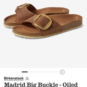 Birkenstock Madrid Oiled Leather Sandals with Gold Buckle